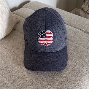 Black Clover Grey Heather Baseball Cap with American Flag Clover Patch
